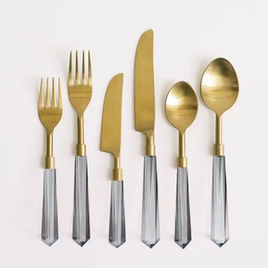 Premium High Quality Sustainable Gold Stainless Steel Trendy Flatware Set <b>Plastic</b> Handle <b>Mirror</b> Polish Spoon Fork Wedding - Product Image 4