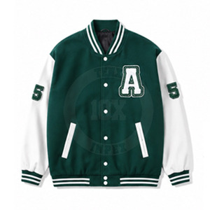 Chaqueta Letterman de Lujo, Mezcla de Lana Gruesa, Ribete de Punto Acanalado, Diseño Bordado, Chaqueta Casual de Invierno - Product Image 5