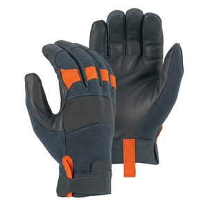 Industrial Safety Work <b>Gloves</b> High Vis Synthetic Leather Palm Spandex Back Adjustable Wrist Utility <b>Gloves</b> Top - Product Image 3