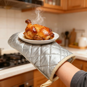 Ensemble de cuisine promotionnel personnalisable pour entreprises : Gant de four et support de casserole vierges en coton et lin pour sublimation - Product Image 5