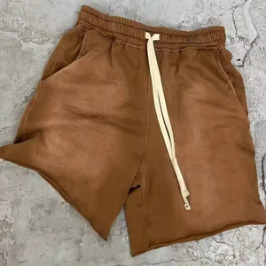 กางเกงขาสั้นวินเทจย้อมสีซันได รุ่นปี 2026 สำหรับผู้ชาย ผ้าฝ้ายฟลีซระบายอากาศ เอวยางยืดสูง มีกระเป๋า ลายเสือพิมพ์โลโก้ - Product Image 2