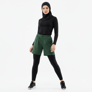 กางเกงขาสั้นออกกำลังกายสำหรับผู้หญิงมุสลิม เอวสูง แห้งเร็ว ระบายอากาศได้ดี เหมาะสำหรับโยคะ กีฬา ชุดออกกำลังกายแบบรัดรูป ฮิญาบ สำหรับกิจกรรมกลางแจ้ง - Product Image 1