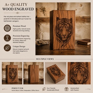 Handmade Eco-Friendly Durable American Style Wooden Tiger Cremation Urn Engraved <b>Memorial</b> Keepsake <b>Box</b> Personalized Ashes - Product Image 5