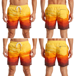 Shorts de Baño Premium para Hombre, Secado Rápido, Diseño Inspirado en el Atardecer, Gráficos Digitales Artísticos, Construcción Ligera para Playa - Product Image 2