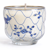 Bougie en pot parfumée moderne à motif bleu, en cire de paraffine et de soja, écologique, non toxique, pour salons, chambres, restaurants, Ramadan