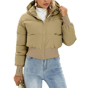 Chaqueta acolchada corta para mujer, de manga larga, ligera, informal, para invierno, al por mayor, con capucha, tipo burbuja - Product Image 1