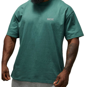 T-shirt Homme Ample 100% Coton Épais Écologique Style Hip Hop Épaules Tombantes Double Logo Imprimé sur le Devant Fabricant OEM en Gros - Product Image 1