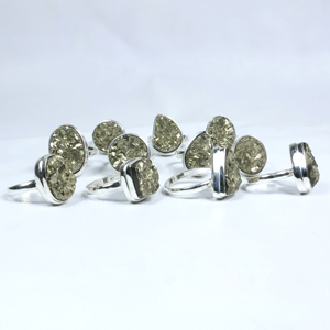 Trending Natural Pyrite Druzy <b>Statement</b> <b>Ring</b> Handmade Brass Vintage Christian Boho Jewelry Bulk Fashion <b>Rings</b> Women Wholesaler - Product Image 5