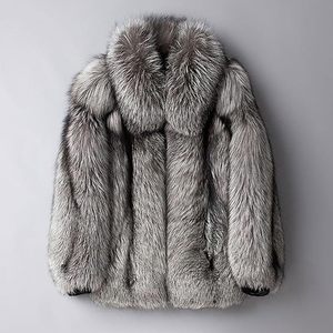 <b>Men's</b> <b>Faux</b> Fox <b>Fur</b> <b>Coat</b> Thick Regular Sleeve Turn-down Collar Solid Color Parka Outerwear - Product Image 1