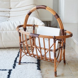 Desk organizer <b>hand</b>-made rattan magazine holder office essentials <b>file</b> newspaper rack stand - Product Image 6