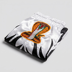 Custom Cobra <b>Patch</b> <b>Men</b> Muay Thai <b>Shorts</b> White Satin Kickboxing Trunks Wholesale Custom Logo Snake Embroidered MMA Fighting <b>Short</b> - Product Image 6