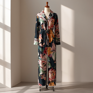 Ensemble de vêtements de détente pour femmes à manches longues imprimées, confortable pour la maison, avec personnalisation OEM ODM - Product Image 2