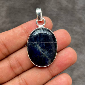 Pendentif en pierres précieuses véritables Bijoux faits main Pendentif en argent sterling 925 Bijoux en sodalite naturelle Pendentif vintage Cadeau pour elle - Product Image 3