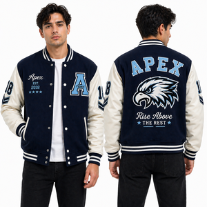 Chaqueta Varsity Phantom Personalizada, Chaqueta Letterman Bordada, Chaqueta de Béisbol con Mangas de Cuero y Lana, Proveedor OEM - Product Image 2