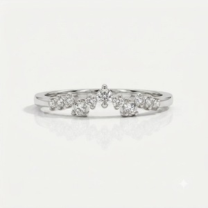 Custom 10K 14K 18K Gold <b>Ring</b> Eternity Real Lab Grown Diamond Wedding <b>Rings</b> Curved Diamond Wedding Band Tiara Crown <b>Stacking</b> <b>Ring</b> - Product Image 3