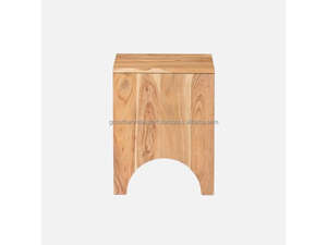 Taburete de madera maciza minimalista, mesa organizadora compacta de madera para mesita de noche, taburete lateral de madera hecho a mano para dormitorio, taburete rústico para café - Product Image 5