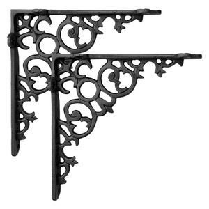 Supports d'étagères flottantes muraux en fonte, style vintage noir brillant, robustes, pour décorations artisanales Unicorn Handicrafts - Product Image 2