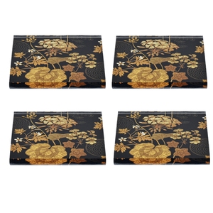 Sous-verre rectangulaire en acrylique imprimé avec motif floral doré en relief – Décoration d'intérieur technique en relief - Product Image 2