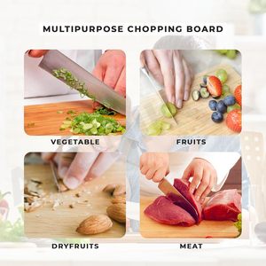 YOZONKY <b>Wooden</b> Rectangle Chopping Board With Handle Single <b>Piece</b> Kitchen Cutting Block - Product Image 6