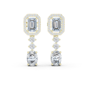 Emerald Halo Lab Grown Diamond Oval Drop <b>Earrings</b> DEF VVS 10K 14K Solid Gold Bridal Wedding <b>Earrings</b> <b>Fine</b> Jewelry for Women Gift - Product Image 3