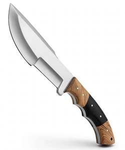 Couteau utilitaire recurvé artisanal en acier inoxydable avec manche en bois d'olivier et ébène noir - Product Image 1