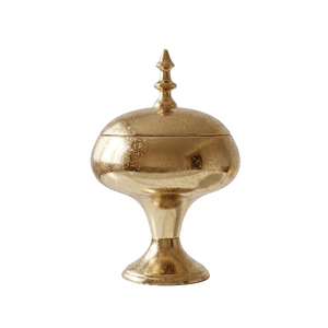 Luxury Gold Candy Jar Elegant Pedestal <b>Serving</b> <b>Dish</b> With Lid Durable, High Quality Metallic Finish For Home Decor And Treats - Product Image 2