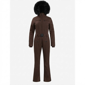 Traje de esquí de invierno para hombre, mono de nieve de una pieza con capucha de piel, cremallera, impermeable 10.000 mm, mono deportivo para exteriores, overol aislado - Product Image 1
