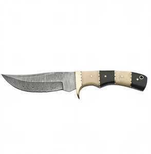 Cuchillo utilitario de exterior de hoja fija de acero de Damasco hecho a mano con mango de hueso y cuerno - Product Image 3