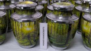 Forest Serenity Metal Cremation <b>Urn</b> - <b>Large</b> Adult Funeral <b>Urn</b> for Ashes - Manufacturer Wholesale Memorial <b>Urns</b> Supplies - Product Image 2