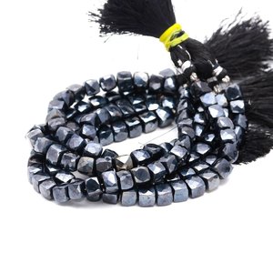 Cuentas de espinela negra natural en forma de caja, hilo de cuentas sueltas de 6-9 mm para la fabricación de pulseras y joyería, precio al por mayor. - Product Image 3