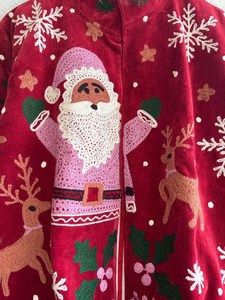 <b>Music</b> Festival <b>Christmas</b> Velvet Jacket Santa Claus Embroidered Holiday Winter Coat Handmade Suzani Unisex Everyday Outerwear - Product Image 5