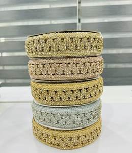 Collection Elite – Bordure décorative en organza brodé à la main, luxueuse et polyvalente, avec dentelle métallique Zari et strass - Product Image 2