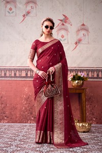 Indian Stunning Printed with Zari Weaving Work Elegant Saree for Festive Party and Wedding Occasion for Women Fancy Wear - Product Image 2