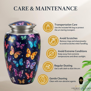 โกศบรรจุอัฐิรูปผีเสื้อหลากสีสัน สำหรับผู้ใหญ่ ทำด้วยมือจากอะลูมิเนียม สไตล์ยุโรปอเมริกัน ขนาด 220 คิวบิกอินช์ - Product Image 6