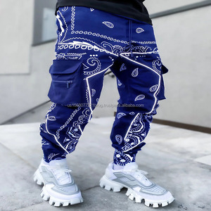 Vente en gros Vêtements de rue personnalisés, bandana Hip Hop, pantalon cargo tactique à soufflet avec poches, pantalon grande taille pour hommes - Product Image 4