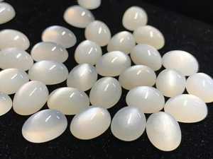 Pierre de lune ovale de différentes tailles, cabochon blanc, perles de pierres précieuses en vrac, vente en gros, cristaux blancs naturels, pierre de lune polie et lisse - Product Image 1