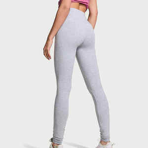 Leggings Largos de Cintura Alta para Mujer, Color Gris Sólido, Tejido Elástico de Nailon y Spandex, Básicos para Todas las Temporadas - Product Image 6