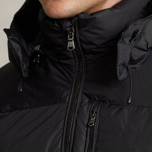 Men's Black Hooded Puffer <b>Jacket</b> <b>Waterproof</b> Breathable Reversible Anti-UV Eco-Friendly Winter <b>Warm</b> Zipper Closure Casual Style - Product Image 4