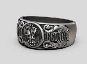 Luxury 925 Sterling Silver Saint George Ring Horse Rider Dragon Slayer Wide Band Men Women Statement Jewelry - Product Image 1