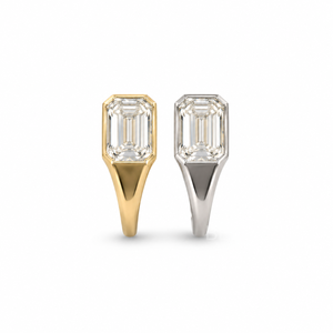 Anillo de Diamante Cultivado en Laboratorio con Corte Esmeralda de 0.1ctw, Engaste de Bisel, Platino, Corte Escalonado, Impresionante - Product Image 5