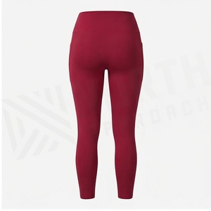 High Waist Full Length Yoga <b>Leggings</b> <b>With</b> <b>Pockets</b> Solid Color Seamless Spandex Polyester Four-Way Stretch Women's Activewear - Product Image 2