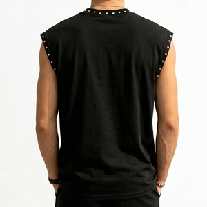 Débardeur personnalisé surdimensionné avec strass, 100% coton, doux et respirant, imprimé graphique, sans manches, nouveau t-shirt tendance unisexe pour l'été - Product Image 3