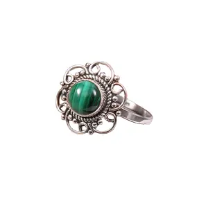 New designer handmade 925 sterling silver natural malachite cabochon ring for girls and women Silver Jewelry From India