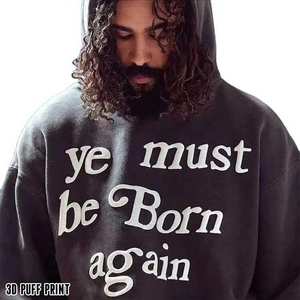 High Quality Men Oversized Pullover Cotton Unisex Heavweight Hoody Wholesale Customizable 3D Puff Printing logo Hoodies for Men - Product Image 5