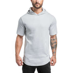 T-shirts à capuche pour hommes personnalisables de haute qualité, à manches courtes, sportifs et décontractés, séchage rapide pour la course à pied et le fitness - Product Image 3