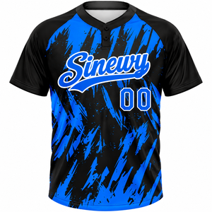 Custom Team Baseball Jersey Digital Printed Polyester Quick Dry Fitted Sports <b>Shirt</b> <b>Henley</b> Neck with Name and Number - Product Image 2