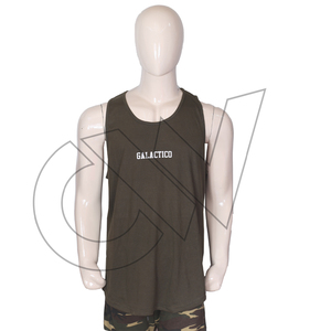 Camiseta sin Mangas Casual para Hombre CarewearSports, Color Verde Oliva, Cuello Redondo, 100% Algodón, Secado Rápido, Transpirable, Diseño con Bordado de Parches, Tejido de Punto - Product Image 1