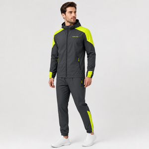 Unisex <b>Waterproof</b> Solid <b>Tracksuit</b> Hooded Zipper Full Sleeve Sporty Jogger Pants Quick Dry Summer Wear Regular Fit Lightweight - Product Image 3