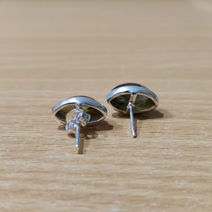 High Quality 925 <b>Silver</b> <b>Stud</b> <b>Earrings</b> With Marquise Shape Labradorite Stone for Engagement & Parties Jewelry - Product Image 3