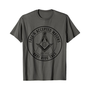 T-shirts maçonniques pour hommes – Motifs Piliers, Étoile Éclatante, Lune, Soleil, Sablier maçonnique, Faisce de récolte, Cercueil, Branche d'acacia, Ruche - Product Image 2